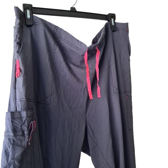 Carhatt Mens Gray Pink Elastic Waist Pull On Cargo RIP STEP SCRUB Pants Size3XL - Picture 5 of 16